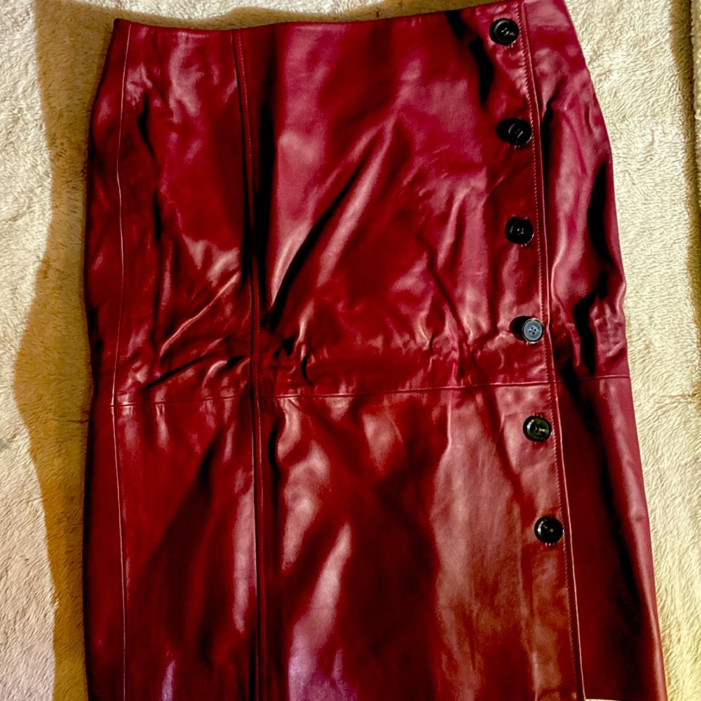 Burgundy Genuine Leather skirt!!